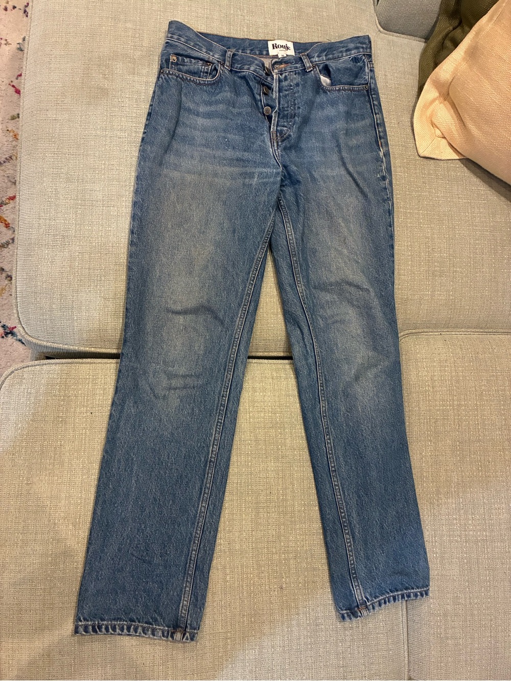 Rouje Straight Leg Jeans in Blue Denim